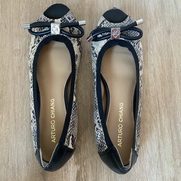 Arturo Chiang Peep toe leather ballerina flats - Picture 1 of 6